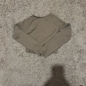 Long Sleeve Ribbed Top in Taupe